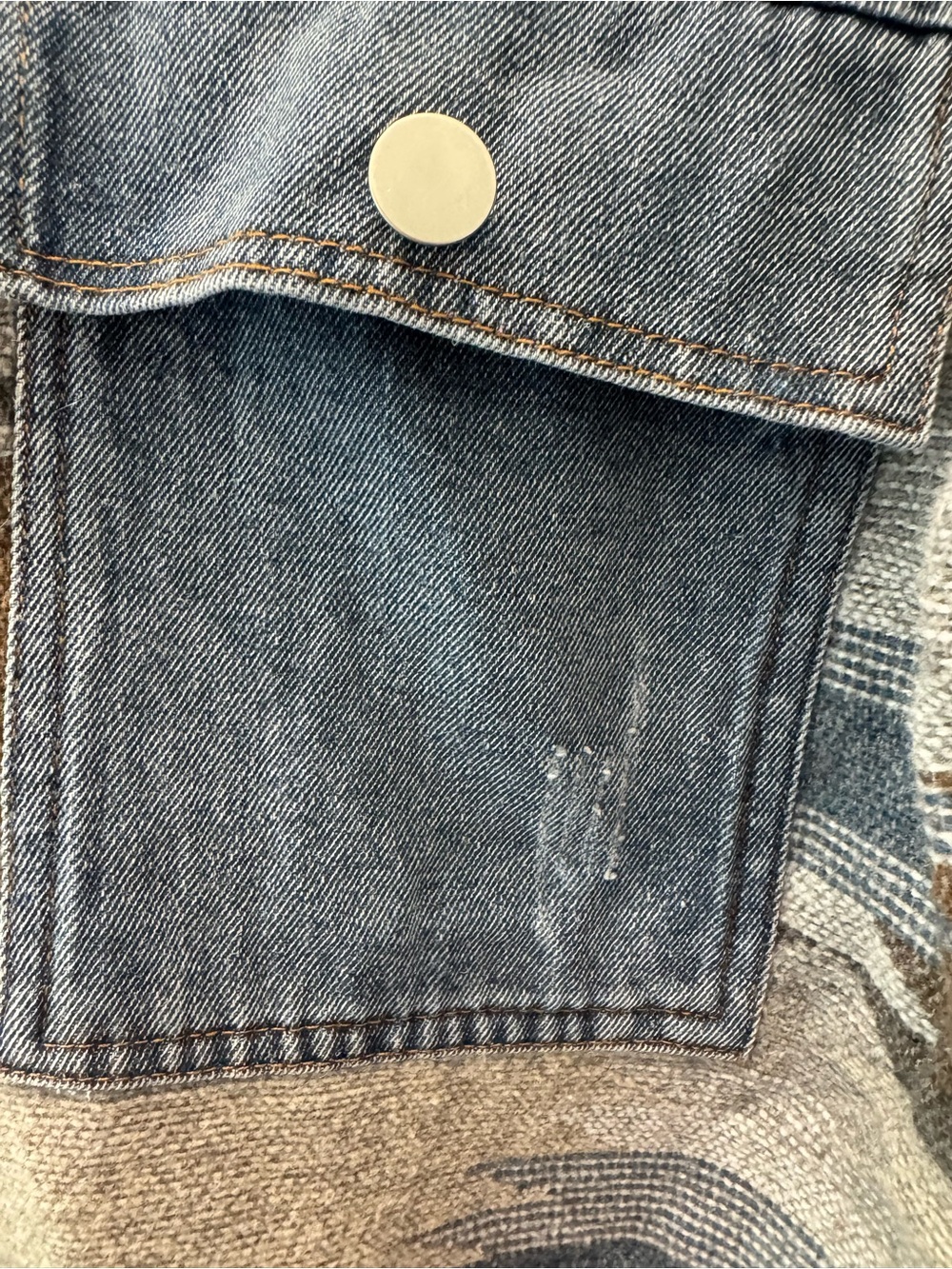 Denim & Aztec Pattern Overshirt Jacket - Blue - Picture 3 of 5
